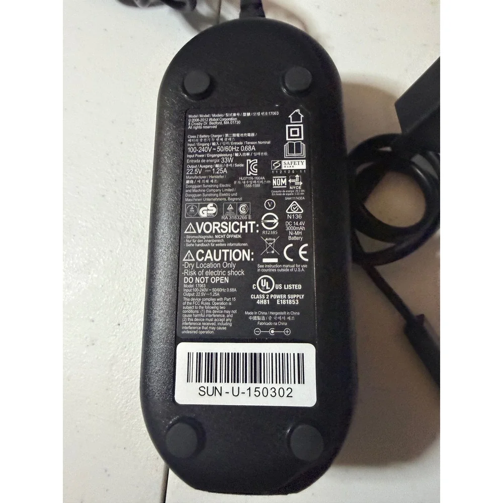 iRobot Power Supply Charger‎ Adapter Model SUN-U-150302 for Roomba